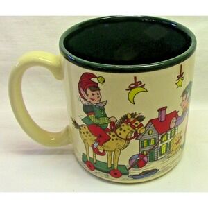 Vintage Christmas Coffee Mug SANTAS ELVES 1992 Original Box Kris' Helpers